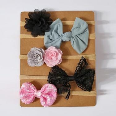 Imagem de 5 peças/conjunto de faixas de cabelo e laços fofos para bebês de 3 a 8 anos, recém-nascidos, crianças, acessórios de cabelo