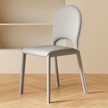 Imagem de AkosOL Cadeira lateral de cozinha sem braços estofada, cadeiras de jantar de couro com encosto alto, cadeira de estudo para quarto, estrutura metálica resistente