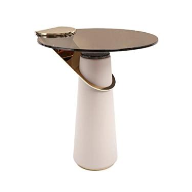 Imagem de UWEREBFM Mesas de canto nórdico minimalista pequeno apartamento criativo sofá mesa lateral design mesa de canto de metal mesa de chá mesa de centro mesa lateral para espaços pequenos