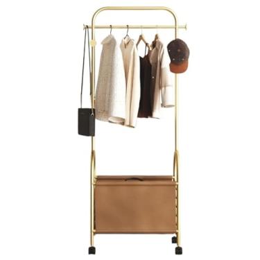 Imagem de KEG801302 Cabideiro para quarto com polia móvel para aluguel de roupas com cesta de armazenamento, decoração de secagem móvel vertical