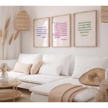 Imagem de For I Know The Plans I Have For You Pintura em Tela Conjunto de 3 Pôsteres Impressões de Arte de Parede para Sala de Estar Cristã Quarto Decoração de Casa com Moldura Interna de Madeira