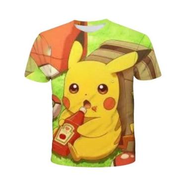 Imagem de Camiseta Infantil 3D De Manga Curta Do Pikachu Pokémon, Moda Casual De