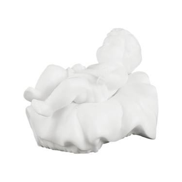 Imagem de GiftsOGifts Estatueta do Presépio do Bebê Jesus, mini estátua de manjedoura de Natal de resina, boneco colecionável em miniatura para decoração de casa, branco