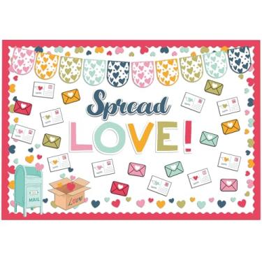 Imagem de Yexiya 165 peças de conjuntos de decoração de quadro de avisos para o dia dos namorados, para decoração de sala de aula, feriado, quadro-negro, parede, escola, casa, artigos de festa