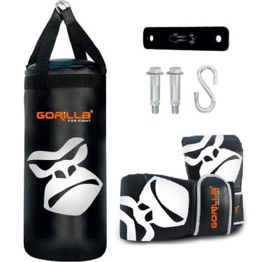 Imagem de Kit Boxe Infantil Saco De Pancada + Luva Muay Thai + Suporte Teto Gorilla Kids-Unissex