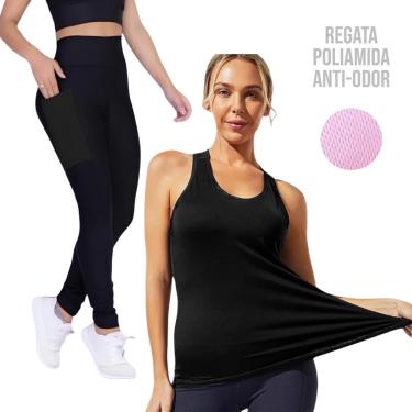 Imagem de Camiseta REGATA DRY MALHA FRIA POLIAMIDA + Calça LEG LEGGING BOLSOS Conjunto Fitness 540-Feminino