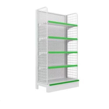 Imagem de Prateleira de gôndola de varejo de 5 prateleiras - Rack de exibição de parede versátil com design de grade, ideal para supermercados, mercearias, materiais de escritório e lojas de bebidas (70 x 40 x