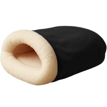 Imagem de Cama Toca Para Gatos E Cachorros Saco De Dormir Ultra Macio Com Sherpa Pelúcia Toquinha Confortável cama para gato caminha para gato cama de cachorro caminha de cachorro(PRETO)