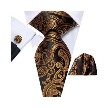 Imagem de Conjunto De Gravata, Abotoaduras E Lenço De Bolso Masculino Para Casam