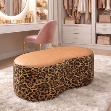 Imagem de Puff Orgânico Savana Bela Manu Decor Tecido Onça/Courissímo 