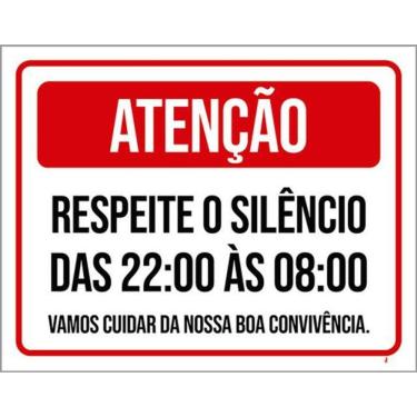 Imagem de Kit 10 Placas Silêncio Cuidar Boa Convivência 36X46