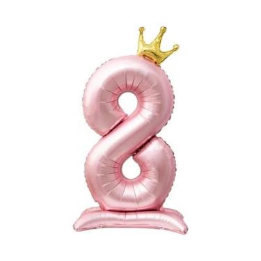 Imagem de Balão De Número Rosa De 40 Polegadas Com Coroa De Princesa Para Decora