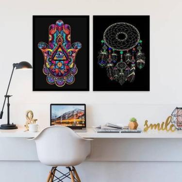 Imagem de Kit 2 Quadros Decorativos Cantinho Zen 24X18Cm Moldura Preta