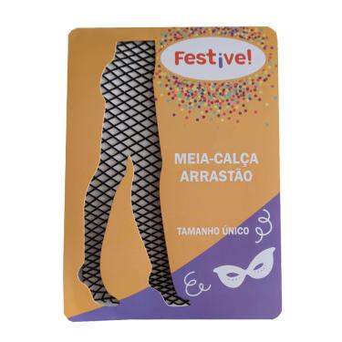 Imagem de Meia Calça Arrastão Preta Tamanho Único Festive