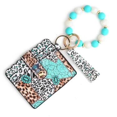 Imagem de Porta-chaves de pulso para mulheres – Slim RFID porta-cartão de crédito, borla, pulseira, chaveiro para homens e mulheres, Verde, Carteira unissex