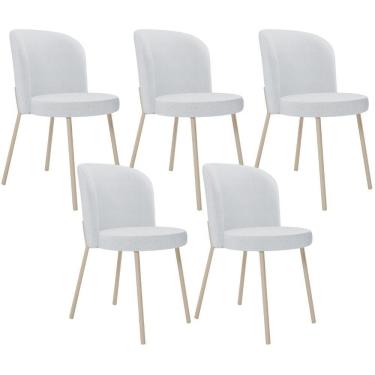 Imagem de Kit 05 Cadeiras Para Sala De Jantar Cozinha Estofada Gavi Arena L02 Linho Cinza - Lyam Decor