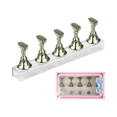 Imagem de 5 Peças Suporte Magnético Para Unhas Postiças Com Base De Cristal Para