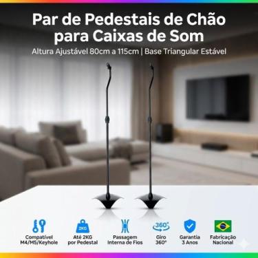 Imagem de SUPORTE PEDESTAL PARA CAIXAS DE SOM COM REGULAGEM DE ALTURA PARA HOME 