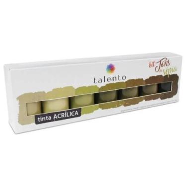 Imagem de Kit 7 Cores 37ml Tinta Acrílica Tela Tons de Sépia Talento