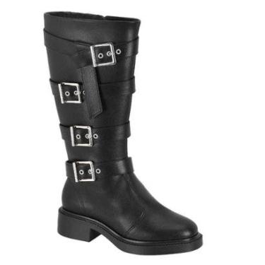 Imagem de Bota Vizzano Cano Longo Sola Tratorada Baixa 4 fivelas Cor:;Tamanho:37;Gênero:Feminino-Feminino