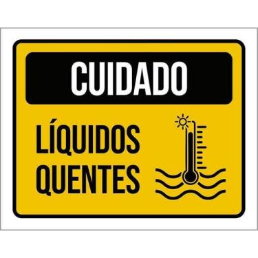 Imagem de Kit 10 Placa Acm Cuidado Líquidos Quentes 18X23 - Sinalizo