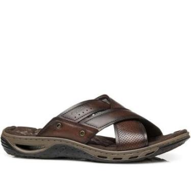 Imagem de Chinelo Pegada Masculino em Couro Pinhão 131675-01-Masculino