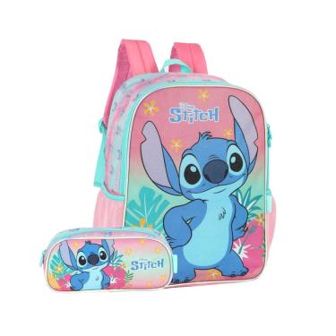 Imagem de Mochila e Estojo Stitch Glitter Disney Meninas Escolar
