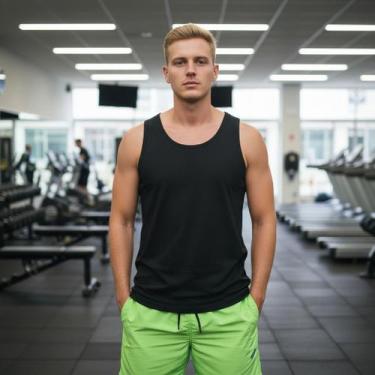 Imagem de Camiseta Masculina Regata Dry Fit Treino Esporte Leve - LD, Preto, M