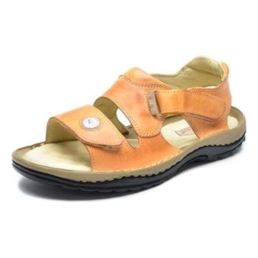 Imagem de Chinelo Masculino Couro Palmilha Gel Solado Borracha Conforto-Masculino