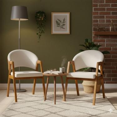 Imagem de Kit 2 Cadeiras Sala de Jantar Premium com Braco Madeira Macica Movellu Home