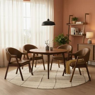 Imagem de Kit 4 Cadeiras Sala de Jantar Premium Com Braco Madeira Macica Movellu Home