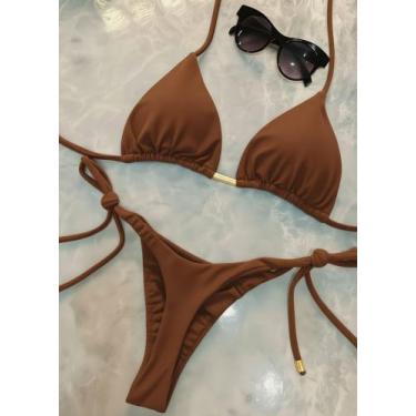 Imagem de Biquíni Fio Dental Feminino Amarração Lateral - Bronze Perfeito Moda P
