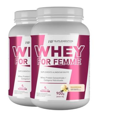 Imagem de 2X Whey For Femme + Colageno Hidrolisado 900G Baunilha Hf - Hf Supleme