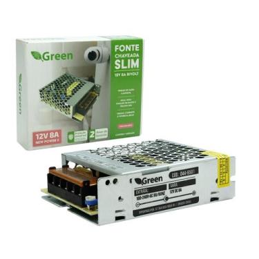 Imagem de Mini Fonte Chaveada Slim 8 Ampres 12V Fita Led Câmera Som - Green