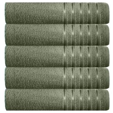Imagem de Kit 5 toalhas banhão 100% algodão 90x150 cm teka comfort, Verde Musgo