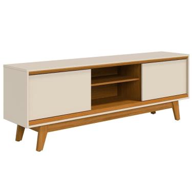 Imagem de Rack Para Sala De Estar Tv 70 Pol 164cm Pés Retrô Dimitri M07 Cinamomo Off White - Lyam Decor