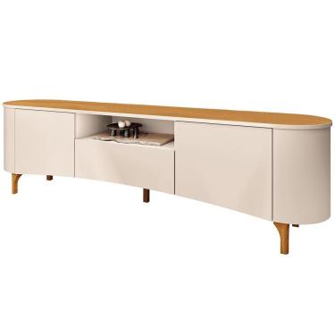 Imagem de Rack Para Sala De Estar Tv 80 Pol Orgânico 201cm Martina B01 Off White Cinamomo - Lyam Decor