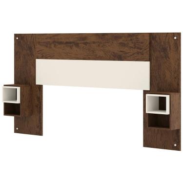 Imagem de Cabeceira Para Cama Box Casal E Solteiro Com Mesas Laterais Quioto V01 Imbuia Champanhe - Lyam Decor