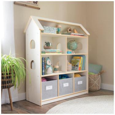 Imagem de Estante casinha infantil Guidecraft EdQ Dollhouse Bookcase Branca com prateleiras e 3 c...