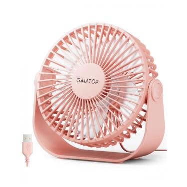 Imagem de Ventilador de Mesa USB Gaiatop Rosa 14 cm, 3 Velocidades até 4,8 m/s 2500 RPM, Rotação 90°, Silencioso 40 dB, 5 Lâminas, Modelo TF55B