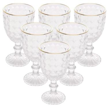 Imagem de Jogo de Taças de Vidro Wolff Conjunto 6 Peças Fio Dourado para Água Su
