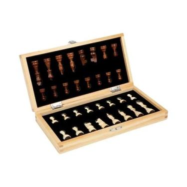 Imagem de Tabuleiro De Xadrez Magnético Dobrável, Conjunto De Xadrez De Madeira 