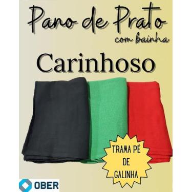 Imagem de Pano de Prato Colorido com Bainha Liso Pé de Galinha Carinhoso 38x66cm