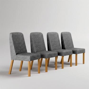 Imagem de Kit 4 Cadeiras de Jantar Madeira Isis Cinamomo/Cinza