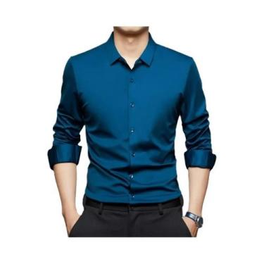Imagem de Camisa Branca Masculina Slim Fit Ultra Stretch De Manga Longa, Casual 