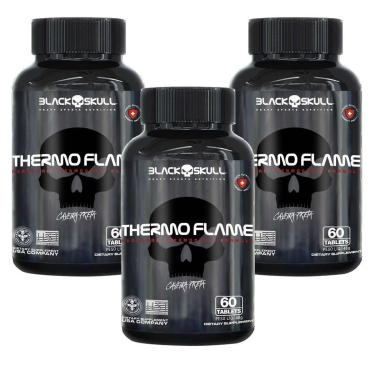 Imagem de Kit 3X Thermo Flame Hardcore Termogênico - 60 Tablets - Black Skull-Masculino