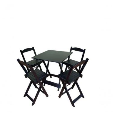 Imagem de Conjunto Dobrável 70x70 Com 4 Cadeiras Preto - OUTRAS MARCAS