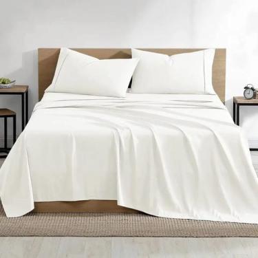 Imagem de Jogo Lençol Queen 4 Peças 100% Algodão Egipcio 600 Fios Toque Acetinad