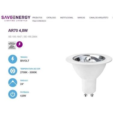 Imagem de Lampada Led Save 4.8w 2700k Ar70 Autovolt Br Se-100.1647, Bivolt