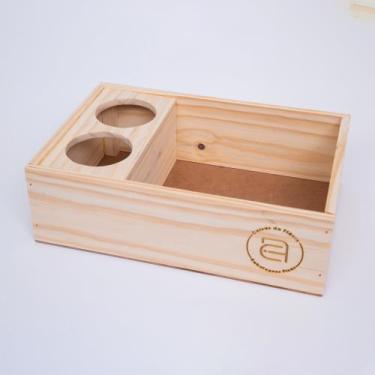 Imagem de Caixa Presente Madeira Pinus cru caixote com compartimentos para Garra